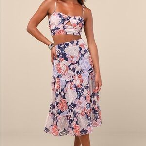 Floating Through Flowers Multi Floral Two-Piece Midi Dress
